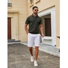 image:imageCOOFANDY Mens Knit Polo Shirts V Neck Short Sleeve Ribbed Textured Polo Shirt Stretch Casual Golf Shirts Collared T ShirtArmy Green
