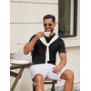 image:imageCOOFANDY Mens Knit Polo Shirts V Neck Short Sleeve Ribbed Textured Polo Shirt Stretch Casual Golf Shirts Collared T ShirtBlack
