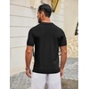 image:imageCOOFANDY Mens Knit Polo Shirts V Neck Short Sleeve Ribbed Textured Polo Shirt Stretch Casual Golf Shirts Collared T ShirtBlack