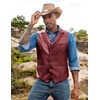 image:imageCOOFANDY Mens Leather Suit Vest Slim Fit Casual Western Vest Jacket Lightweight VNeck Dress WaistcoatsBurgundy