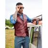 image:imageCOOFANDY Mens Leather Suit Vest Slim Fit Casual Western Vest Jacket Lightweight VNeck Dress WaistcoatsBurgundy