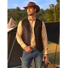 image:imageCOOFANDY Mens Leather Suit Vest Slim Fit Casual Western Vest Jacket Lightweight VNeck Dress WaistcoatsCoffee
