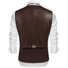 image:imageCOOFANDY Mens Leather Suit Vest Slim Fit Casual Western Vest Jacket Lightweight VNeck Dress WaistcoatsCoffee