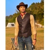 image:imageCOOFANDY Mens Leather Suit Vest Slim Fit Casual Western Vest Jacket Lightweight VNeck Dress WaistcoatsCoffee
