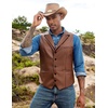 image:imageCOOFANDY Mens Leather Suit Vest Slim Fit Casual Western Vest Jacket Lightweight VNeck Dress WaistcoatsDark Brown