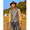 image:imageCOOFANDY Mens Leather Suit Vest Slim Fit Casual Western Vest Jacket Lightweight VNeck Dress WaistcoatsDark Grey