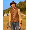 image:imageCOOFANDY Mens Leather Suit Vest Slim Fit Casual Western Vest Jacket Lightweight VNeck Dress WaistcoatsLight Brown