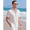 image:imageCOOFANDY Mens Linen Henley Shirt Short Sleeve Casual Summer Beach Hippie T Shirts1white