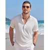 image:imageCOOFANDY Mens Linen Henley Shirt Short Sleeve Casual Summer Beach Hippie T Shirts1white