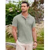 image:imageCOOFANDY Mens Linen Henley Shirt Short Sleeve Casual Summer Beach Hippie T Shirts2light Green