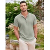 image:imageCOOFANDY Mens Linen Henley Shirt Short Sleeve Casual Summer Beach Hippie T Shirts2light Green