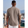 image:imageCOOFANDY Mens Linen Henley Shirt Short Sleeve Casual Summer Beach Hippie T ShirtsA Brown