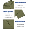 image:imageCOOFANDY Mens Linen Henley Shirt Short Sleeve Casual Summer Beach Hippie T ShirtsArmy Green