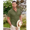 image:imageCOOFANDY Mens Linen Henley Shirt Short Sleeve Casual Summer Beach Hippie T ShirtsArmy Green