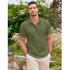 image:imageCOOFANDY Mens Linen Henley Shirt Short Sleeve Casual Summer Beach Hippie T ShirtsArmy Green