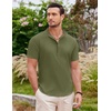 image:imageCOOFANDY Mens Linen Henley Shirt Short Sleeve Casual Summer Beach Hippie T ShirtsArmy Green