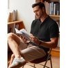 image:imageCOOFANDY Mens Linen Henley Shirt Short Sleeve Casual Summer Beach Hippie T ShirtsBlack