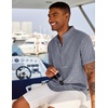 image:imageCOOFANDY Mens Linen Henley Shirt Short Sleeve Casual Summer Beach Hippie T ShirtsBlue