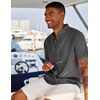 image:imageCOOFANDY Mens Linen Henley Shirt Short Sleeve Casual Summer Beach Hippie T ShirtsDark Grey