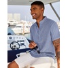 image:imageCOOFANDY Mens Linen Henley Shirt Short Sleeve Casual Summer Beach Hippie T ShirtsGrey Blue