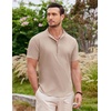 image:imageCOOFANDY Mens Linen Henley Shirt Short Sleeve Casual Summer Beach Hippie T ShirtsKhaki