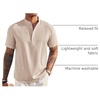 image:imageCOOFANDY Mens Linen Henley Shirt Short Sleeve Casual Summer Beach Hippie T ShirtsKhaki