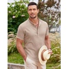image:imageCOOFANDY Mens Linen Henley Shirt Short Sleeve Casual Summer Beach Hippie T ShirtsKhaki