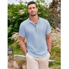 image:imageCOOFANDY Mens Linen Henley Shirt Short Sleeve Casual Summer Beach Hippie T ShirtsLight Blue