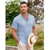 image:imageCOOFANDY Mens Linen Henley Shirt Short Sleeve Casual Summer Beach Hippie T ShirtsLight Blue