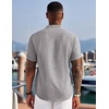 image:imageCOOFANDY Mens Linen Henley Shirt Short Sleeve Casual Summer Beach Hippie T ShirtsLight Grey
