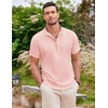 image:imageCOOFANDY Mens Linen Henley Shirt Short Sleeve Casual Summer Beach Hippie T ShirtsPink