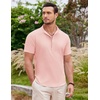 image:imageCOOFANDY Mens Linen Henley Shirt Short Sleeve Casual Summer Beach Hippie T ShirtsPink