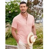 image:imageCOOFANDY Mens Linen Henley Shirt Short Sleeve Casual Summer Beach Hippie T ShirtsPink