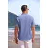 image:imageCOOFANDY Mens Linen Henley Shirt Short Sleeve Casual Summer Beach Hippie T ShirtsStriped Blue