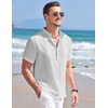 image:imageCOOFANDY Mens Linen Henley Shirt Short Sleeve Casual Summer Beach Hippie T ShirtsStriped White