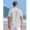 image:imageCOOFANDY Mens Linen Henley Shirt Short Sleeve Casual Summer Beach Hippie T ShirtsStriped White