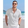 image:imageCOOFANDY Mens Linen Henley Shirt Short Sleeve Casual Summer Beach Hippie T ShirtsStriped White