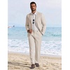 image:imageCOOFANDY Mens Linen Suits 2 Piece Regular Fit Suits Set Casual Lightweight Blazer Jacket and Pants for Summer WeddingBeige