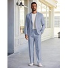 image:imageCOOFANDY Mens Linen Suits 2 Piece Regular Fit Suits Set Casual Lightweight Blazer Jacket and Pants for Summer WeddingLight Blue