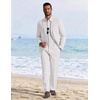 image:imageCOOFANDY Mens Linen Suits 2 Piece Regular Fit Suits Set Casual Lightweight Blazer Jacket and Pants for Summer WeddingWhite