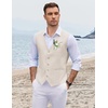 image:imageCOOFANDY Mens Linen Vest Casual Linen Slim Fit Suit Vests Dress Waistcoat Wedding Business PromBeige