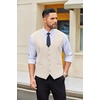 image:imageCOOFANDY Mens Linen Vest Casual Linen Slim Fit Suit Vests Dress Waistcoat Wedding Business PromBeige