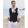 image:imageCOOFANDY Mens Linen Vest Casual Linen Slim Fit Suit Vests Dress Waistcoat Wedding Business PromBlack