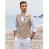 image:imageCOOFANDY Mens Linen Vest Casual Linen Slim Fit Suit Vests Dress Waistcoat Wedding Business PromKhaki