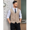 image:imageCOOFANDY Mens Linen Vest Casual Linen Slim Fit Suit Vests Dress Waistcoat Wedding Business PromKhaki