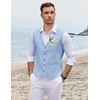 image:imageCOOFANDY Mens Linen Vest Casual Linen Slim Fit Suit Vests Dress Waistcoat Wedding Business PromLight Blue