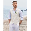 image:imageCOOFANDY Mens Linen Vest Casual Linen Slim Fit Suit Vests Dress Waistcoat Wedding Business PromLight Khaki