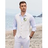 image:imageCOOFANDY Mens Linen Vest Casual Linen Slim Fit Suit Vests Dress Waistcoat Wedding Business PromWhite