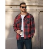 image:imageCOOFANDY Mens Long Sleeve Flannel Shirts Jacket Fashion Plaid Jackets Casual Button Down Shirt with PocketsBlack Red