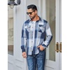 image:imageCOOFANDY Mens Long Sleeve Flannel Shirts Jacket Fashion Plaid Jackets Casual Button Down Shirt with PocketsBlue